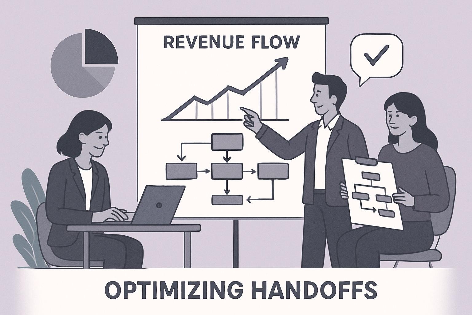 Team analyzing revenue flow and optimizing handoffs